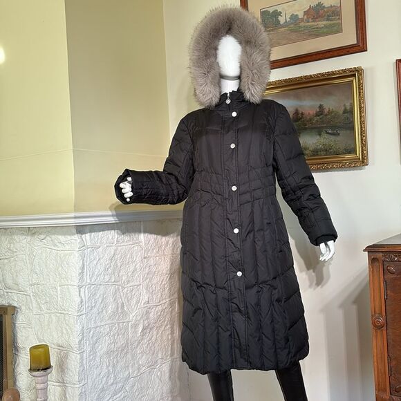 Anne Klein Down Filled Puffer Removable Hood Zippered Coat - Picture 3 of 17